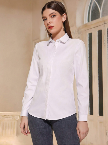 Witte Blouse met Knopen & Lange Mouwen